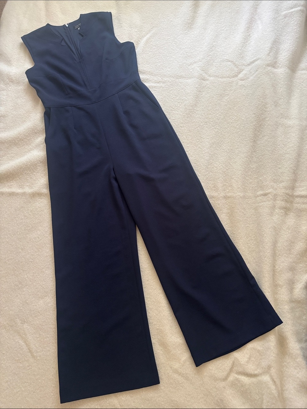 Tahari WOMEN Navy Wide-Leg Jumpsuit